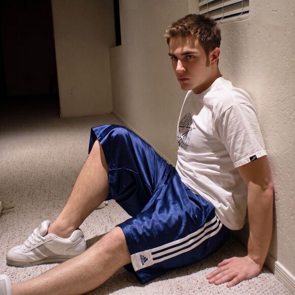 adidas Other - Adidas Vintage Rare Basic Stripe Basketball Shorts Navy Blue Dazzle Medium